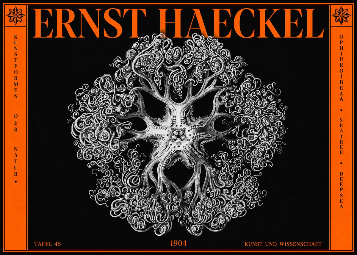 Ernst Haeckel Ophiuroidea Sea Tree - Deep Sea No2 - Póster