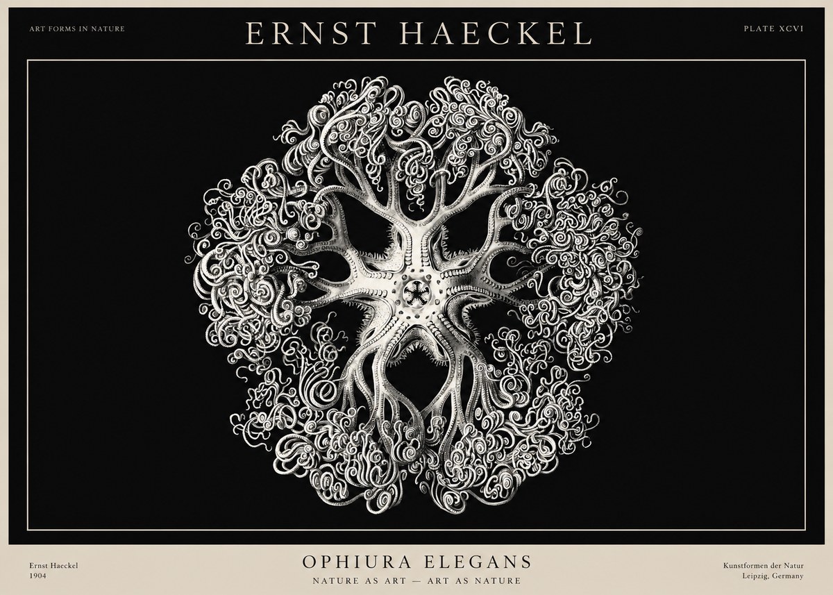 Ernst Haeckel Ophiuroidea Sea Tree - Deep Sea No3 - Póster