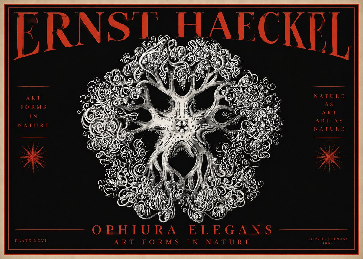 Ernst Haeckel Ophiuroidea Sea Tree - Deep Sea No4 - Póster