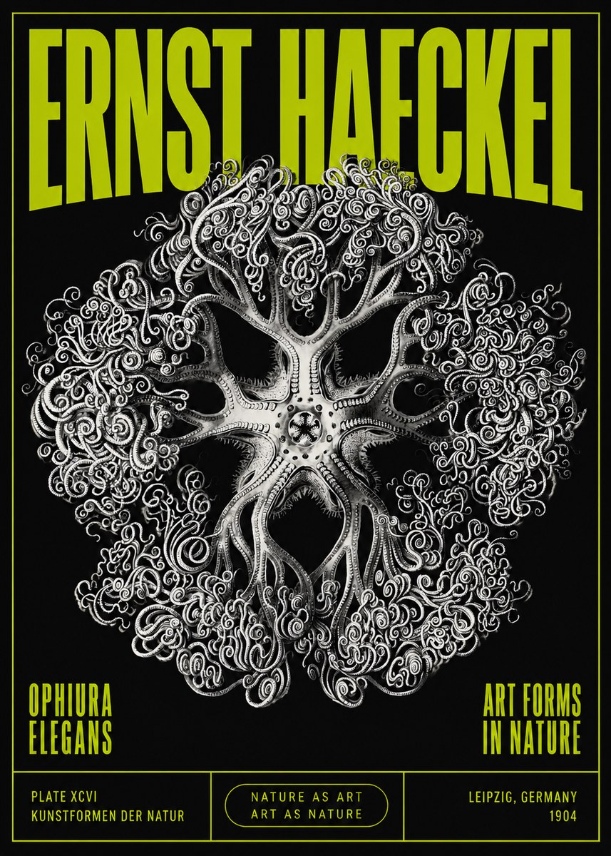Ernst Haeckel Ophiuroidea Sea Tree - Deep Sea No5 - Póster