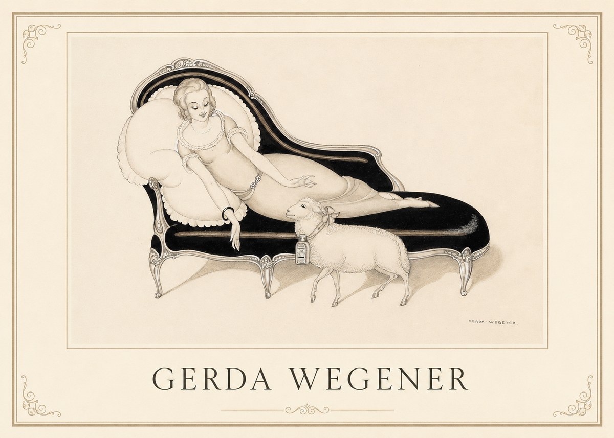 Gerda Wegener Lady with Lamb No1 - Póster