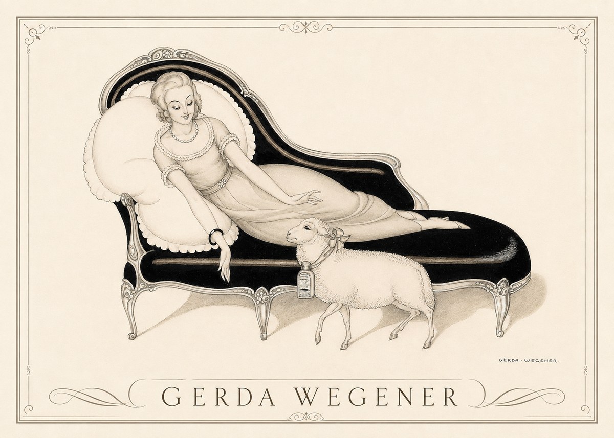 Gerda Wegener Lady with Lamb No3 - Póster