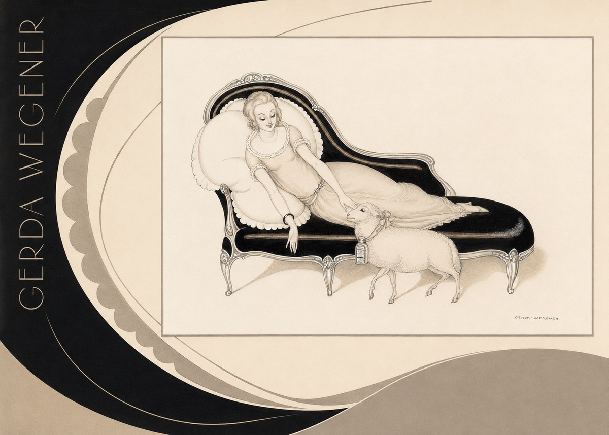 Gerda Wegener Lady with Lamb No6 - Póster