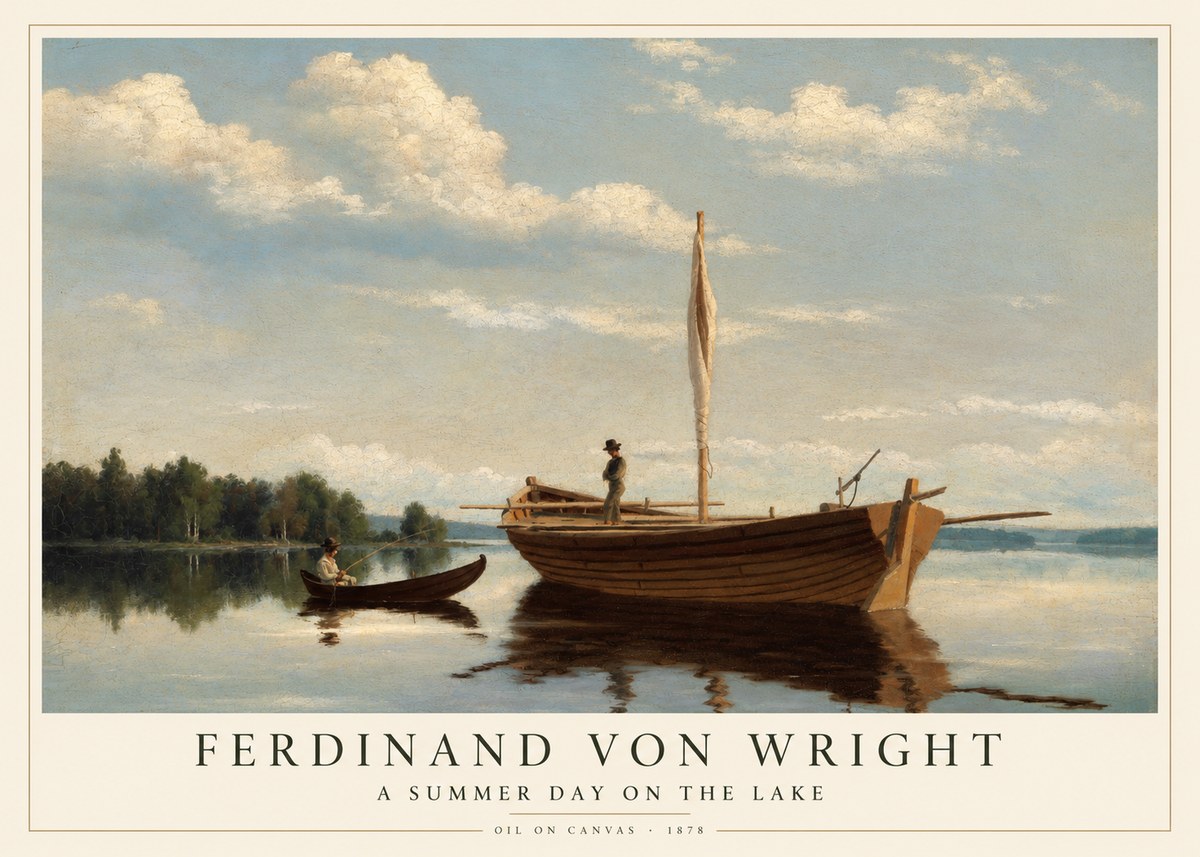 Ferdinand von Wright Fishing Boats on a Calm Lake. 1878. No5 - Póster