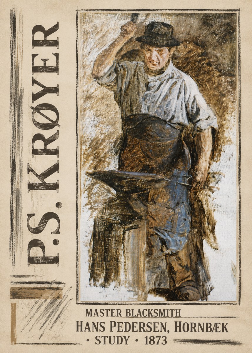 P.S. Krøyer Master Blacksmith Hans Pedersen, Hornbaek · Study · 1873 No2 - Póster