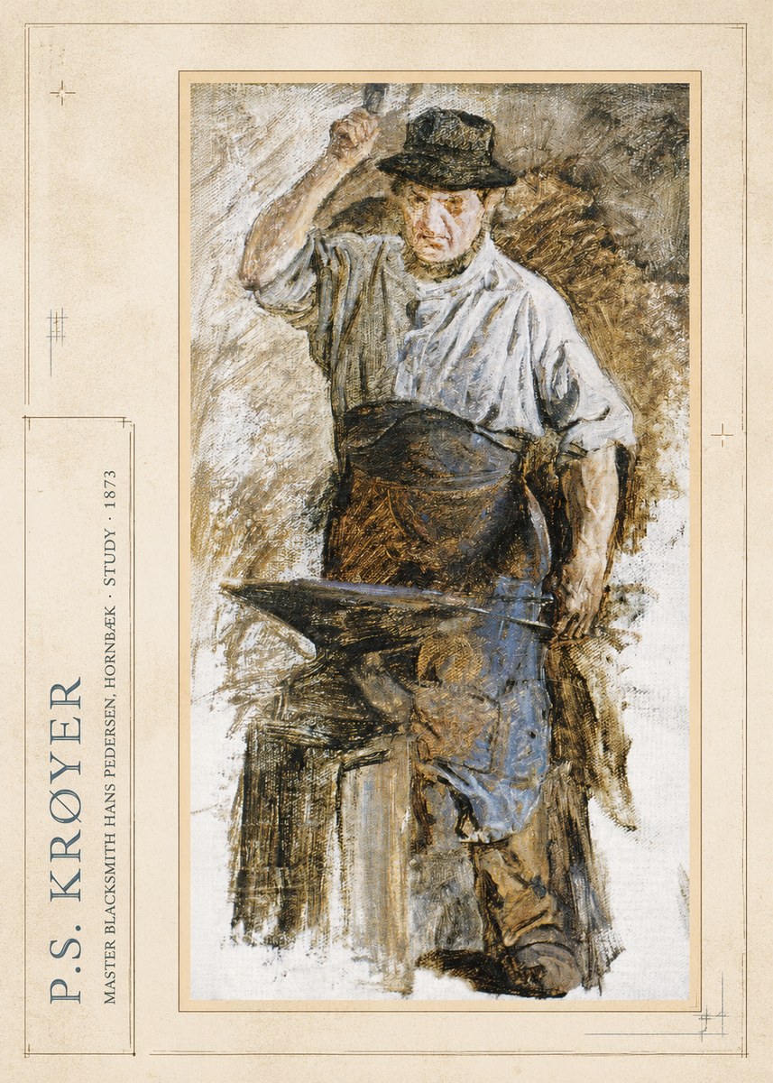 P.S. Krøyer Master Blacksmith Hans Pedersen, Hornbaek · Study · 1873 No4 - Póster