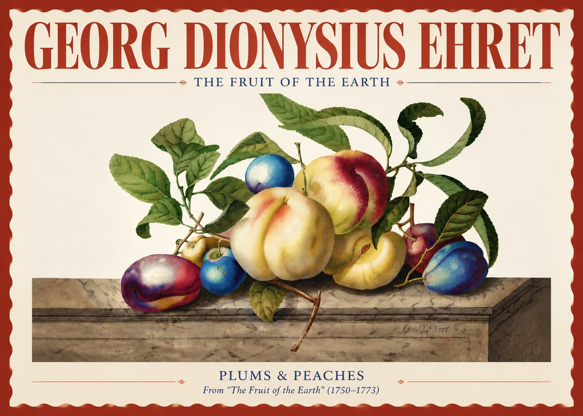 Georg Dionysius Ehret Plums & Peaches No4 - Póster