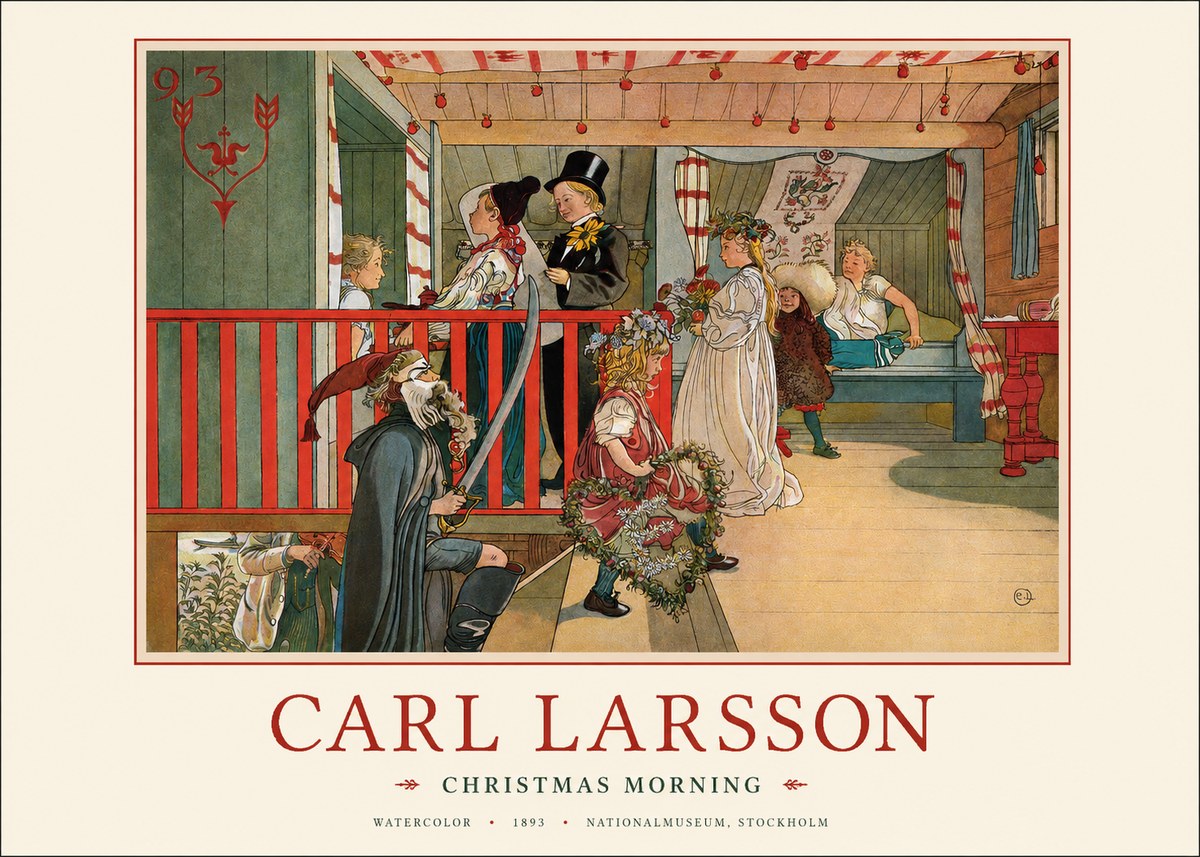 Carl Larsson Children Bringing Flowers No3 - Póster