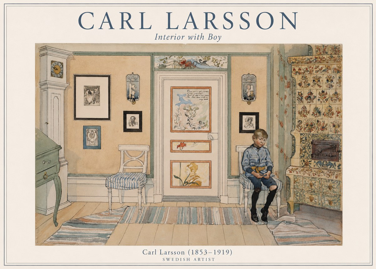 Carl Larsson Interior with Boy No1 - Póster