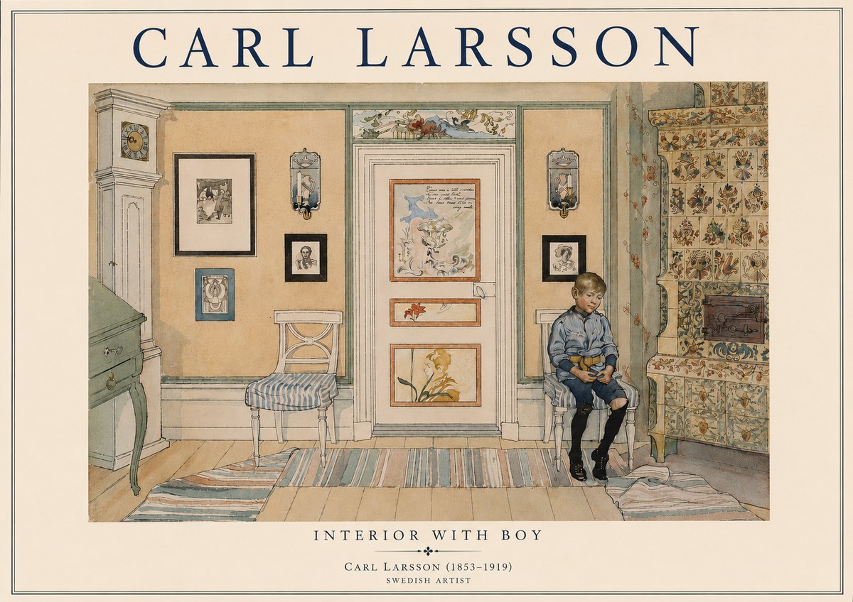 Carl Larsson Interior with Boy No3 - Póster