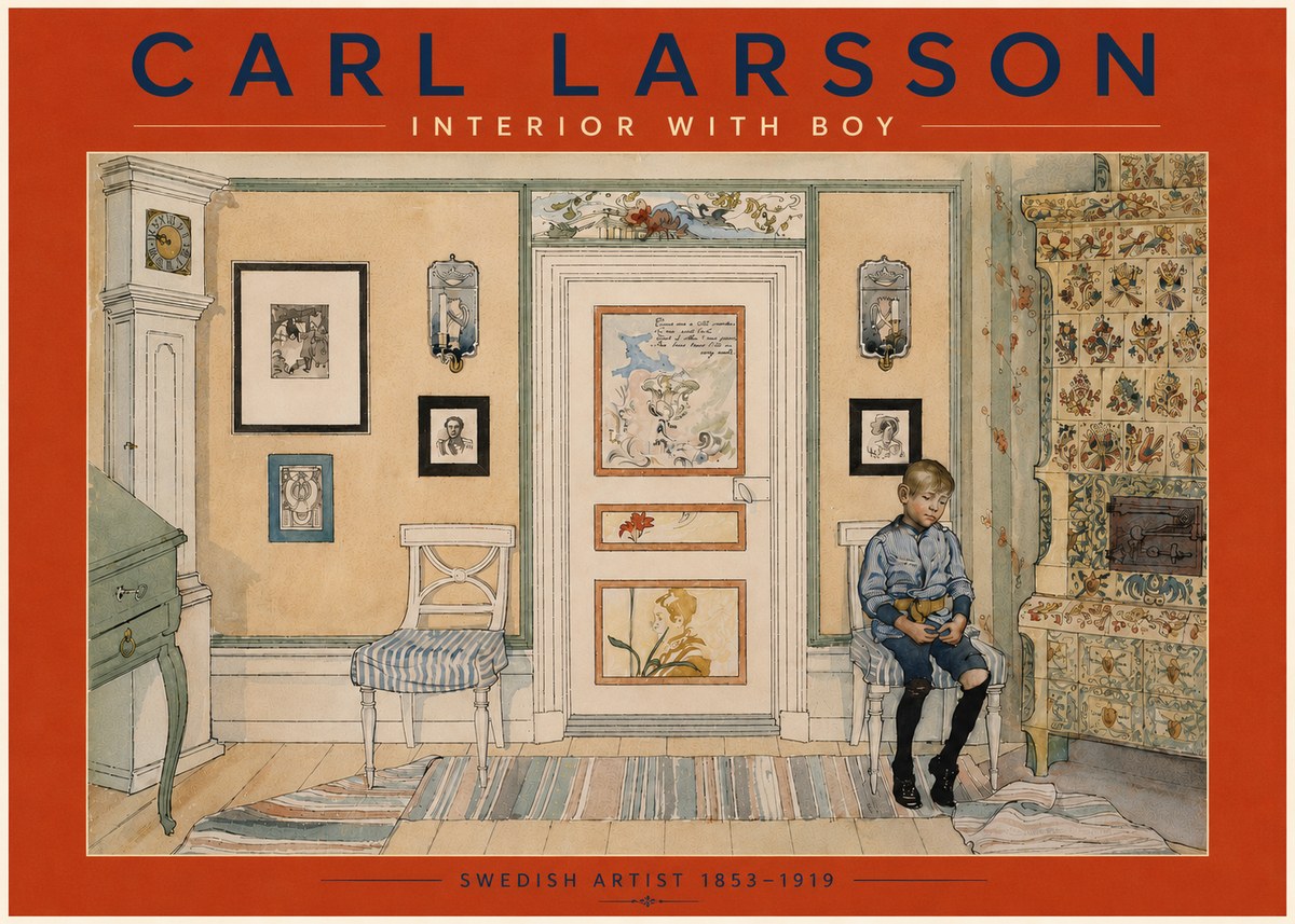 Carl Larsson Interior with Boy No4 - Póster