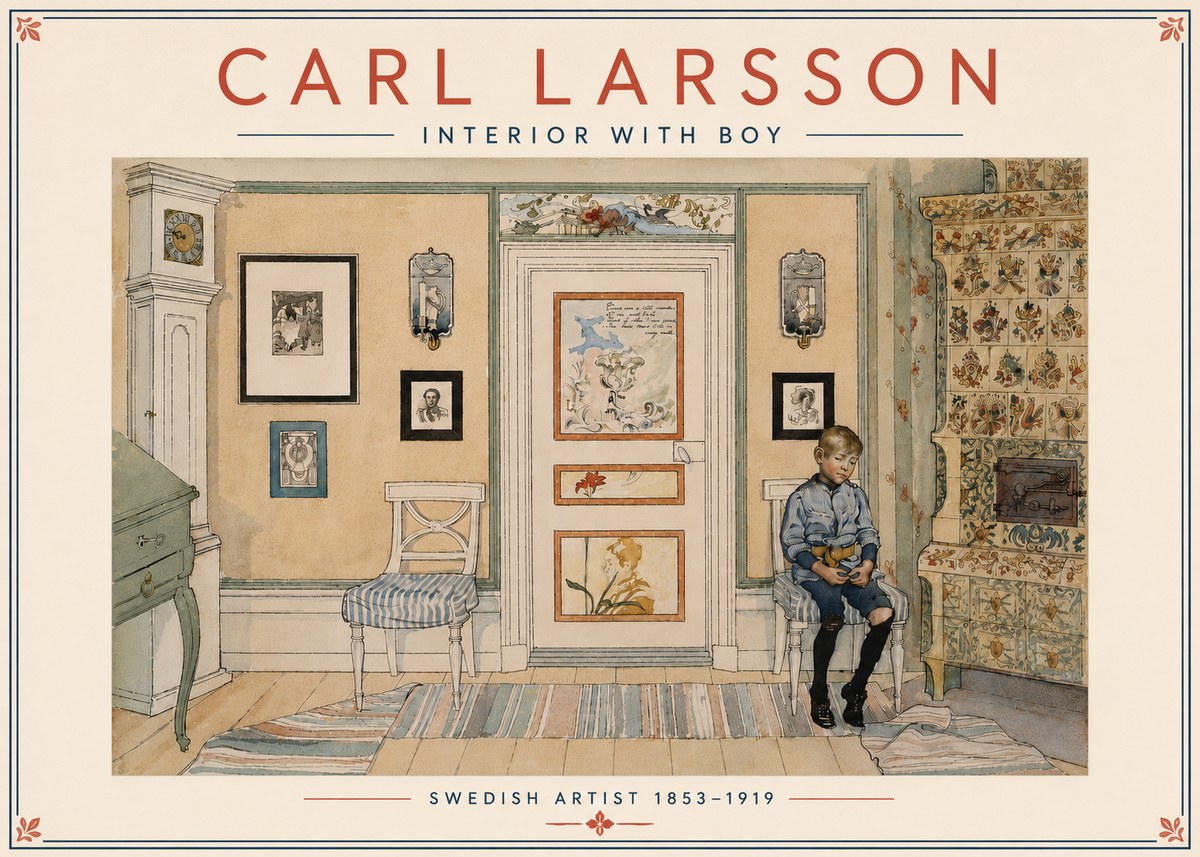 Carl Larsson Interior with Boy No5 - Póster