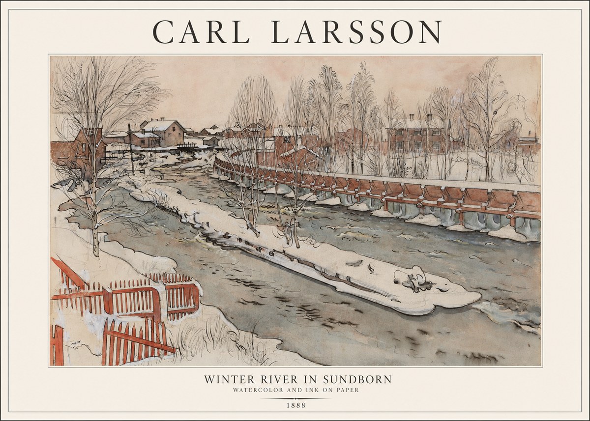 Carl Larsson Winter River in Sundborn No1 - Póster