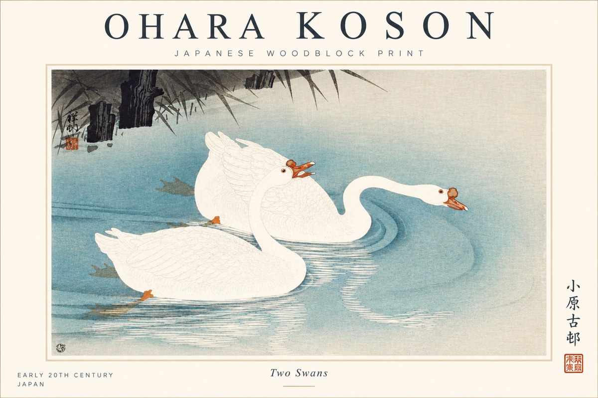 Ohara Koson Two Swans No1 - Póster