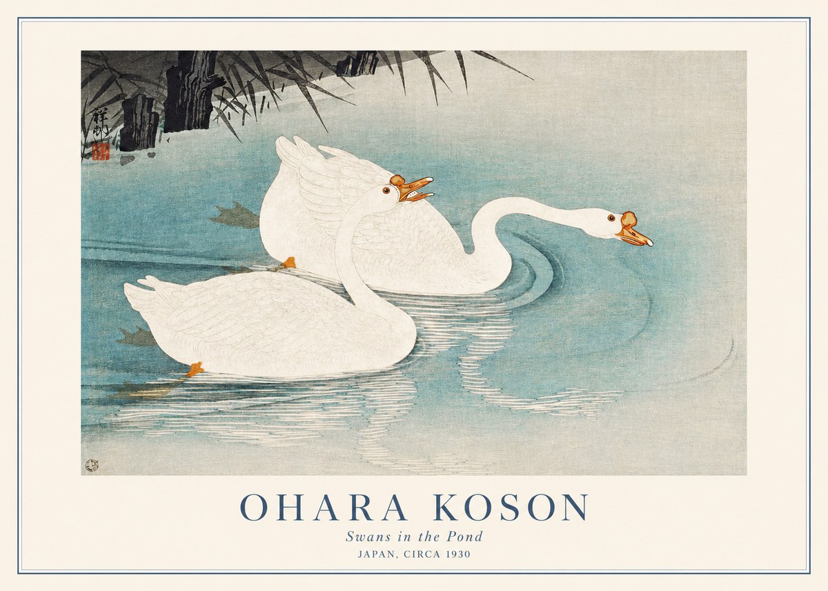 Ohara Koson Two Swans No2 - Póster