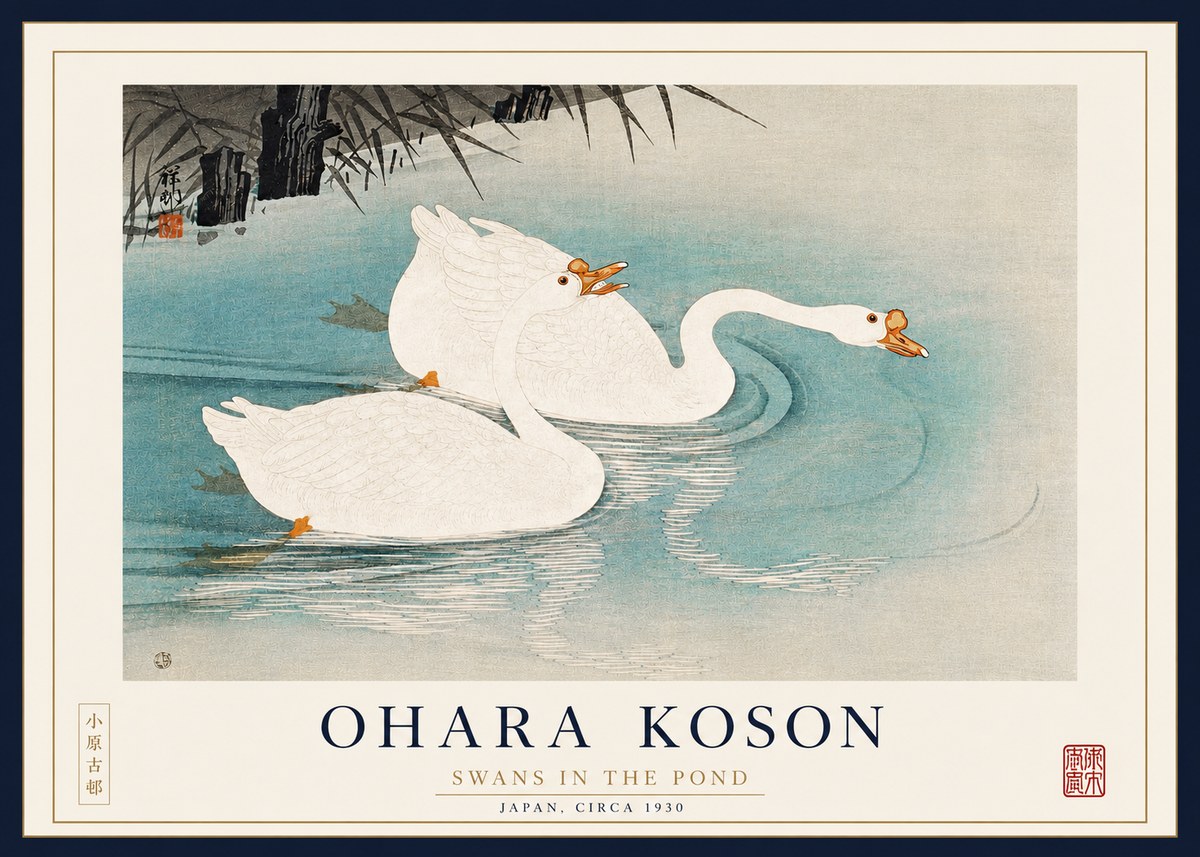 Ohara Koson Two Swans No4 - Póster