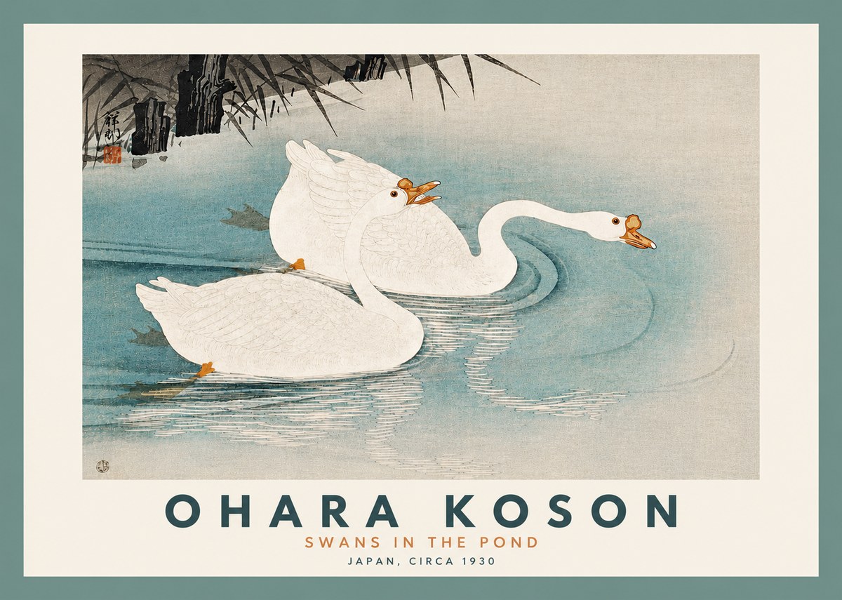 Ohara Koson Two Swans No5 - Póster