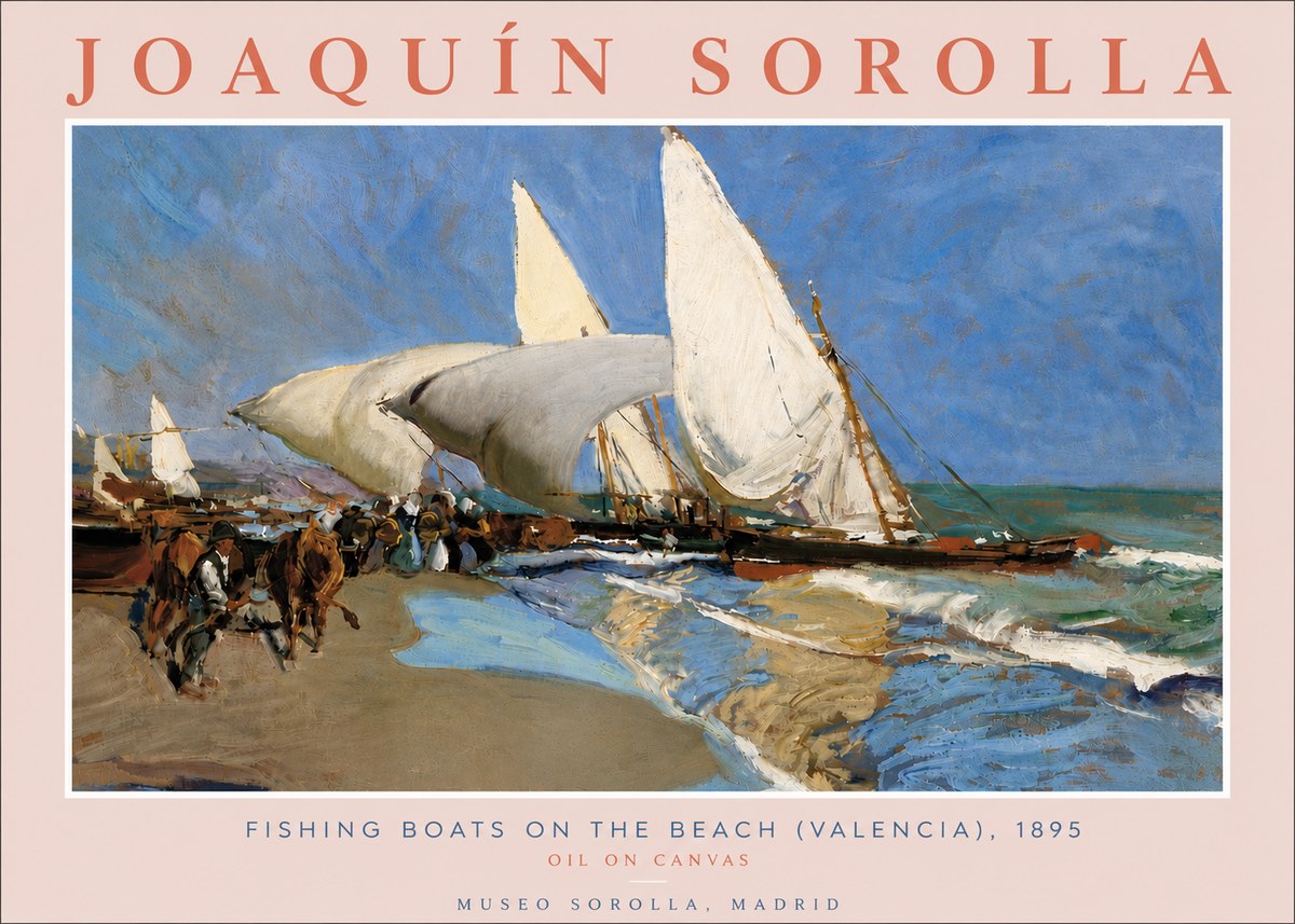 Sorolla Fishing Boats on the Beach (Valencia), 1895 No6 - Póster