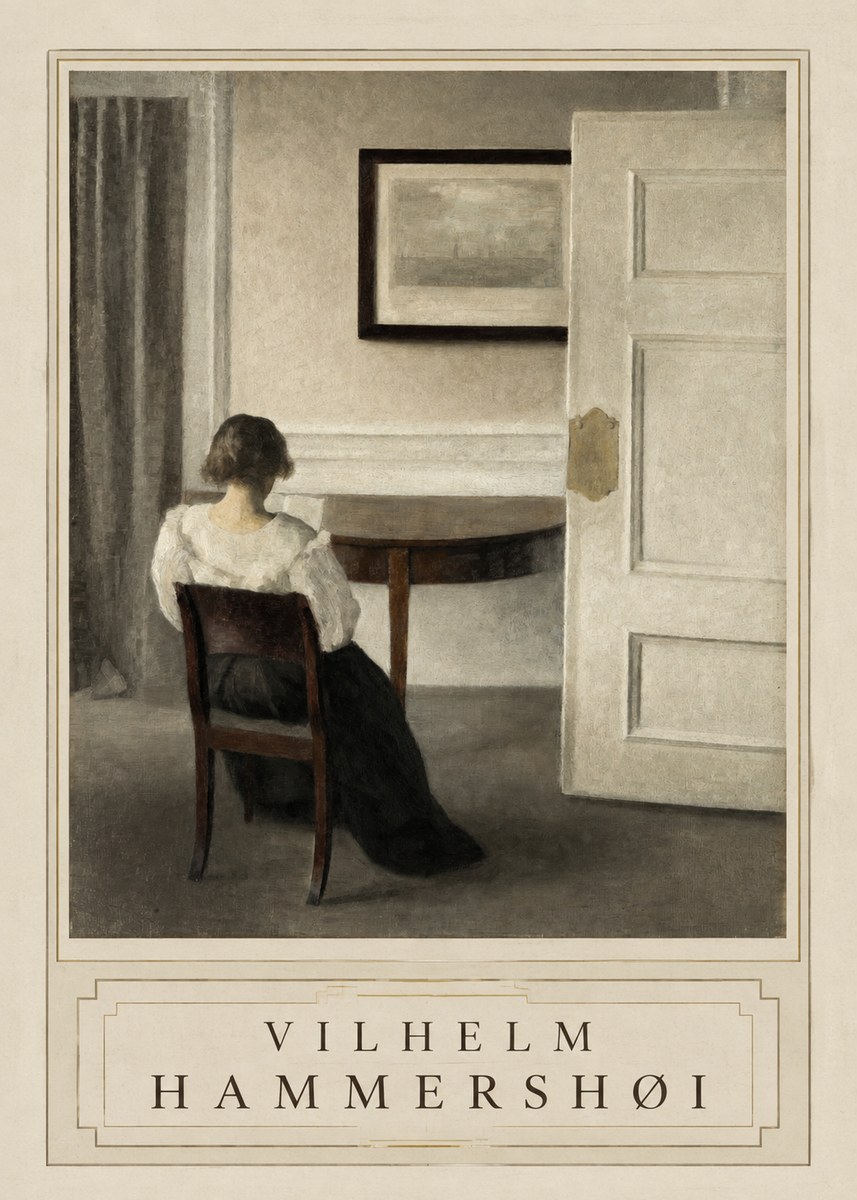 Vilhelm Hammershøi Interior with a Woman, Strandgade 30 No3 - Póster