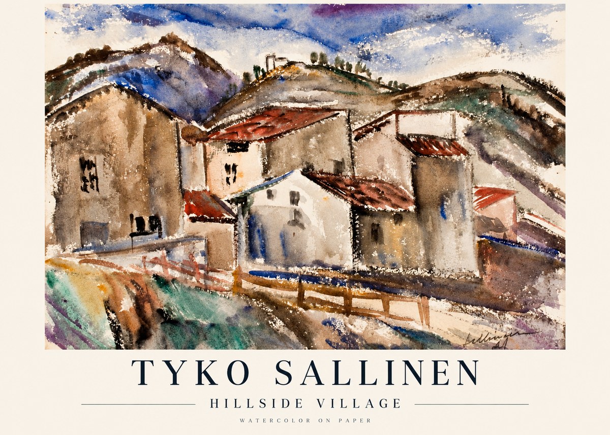 Tyko Sallinen Hillside Village No1 - Póster