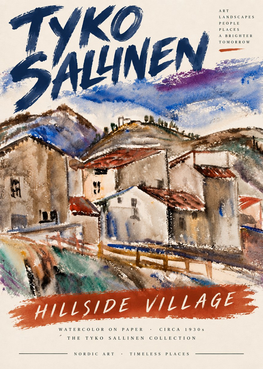 Tyko Sallinen Hillside Village No5 - Póster