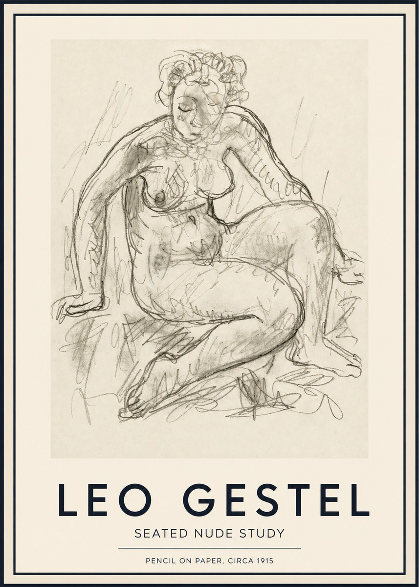Leo Gestel Seated Nude Study No3 - Póster