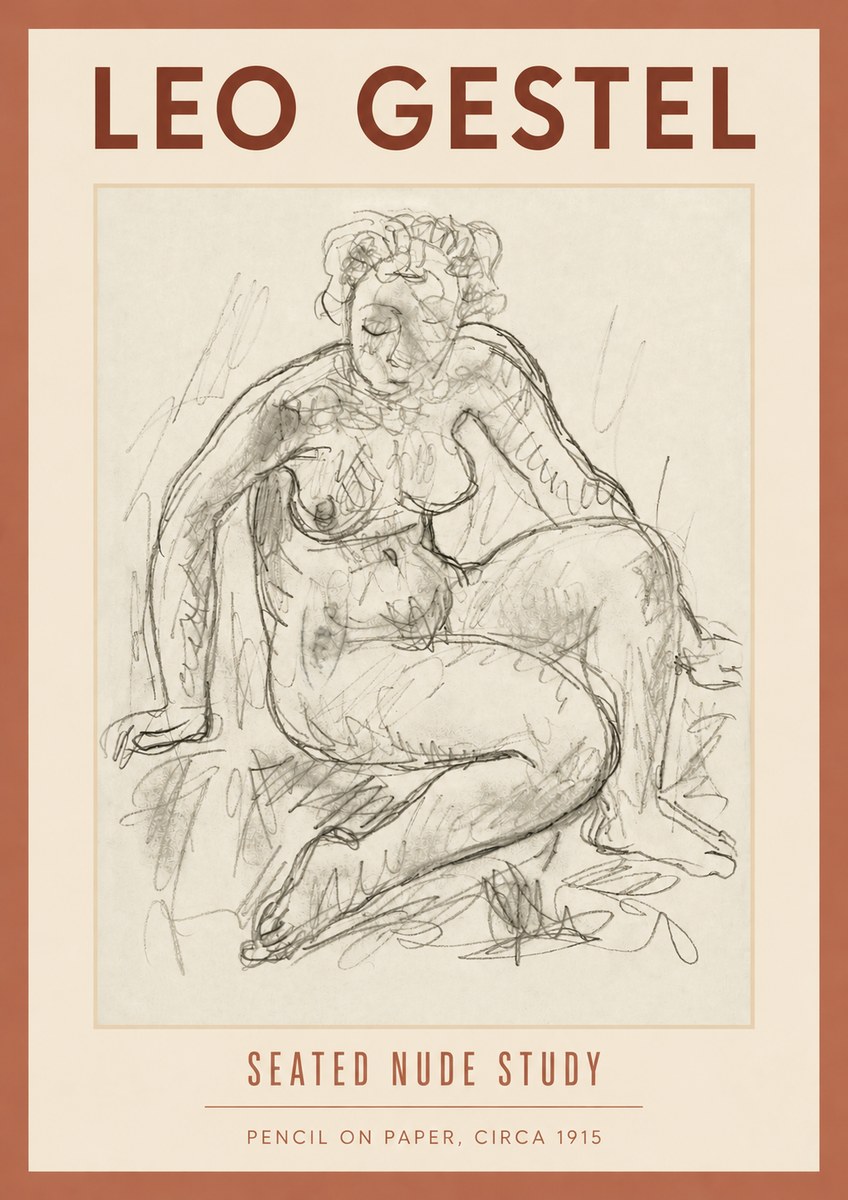 Leo Gestel Seated Nude Study No4 - Póster