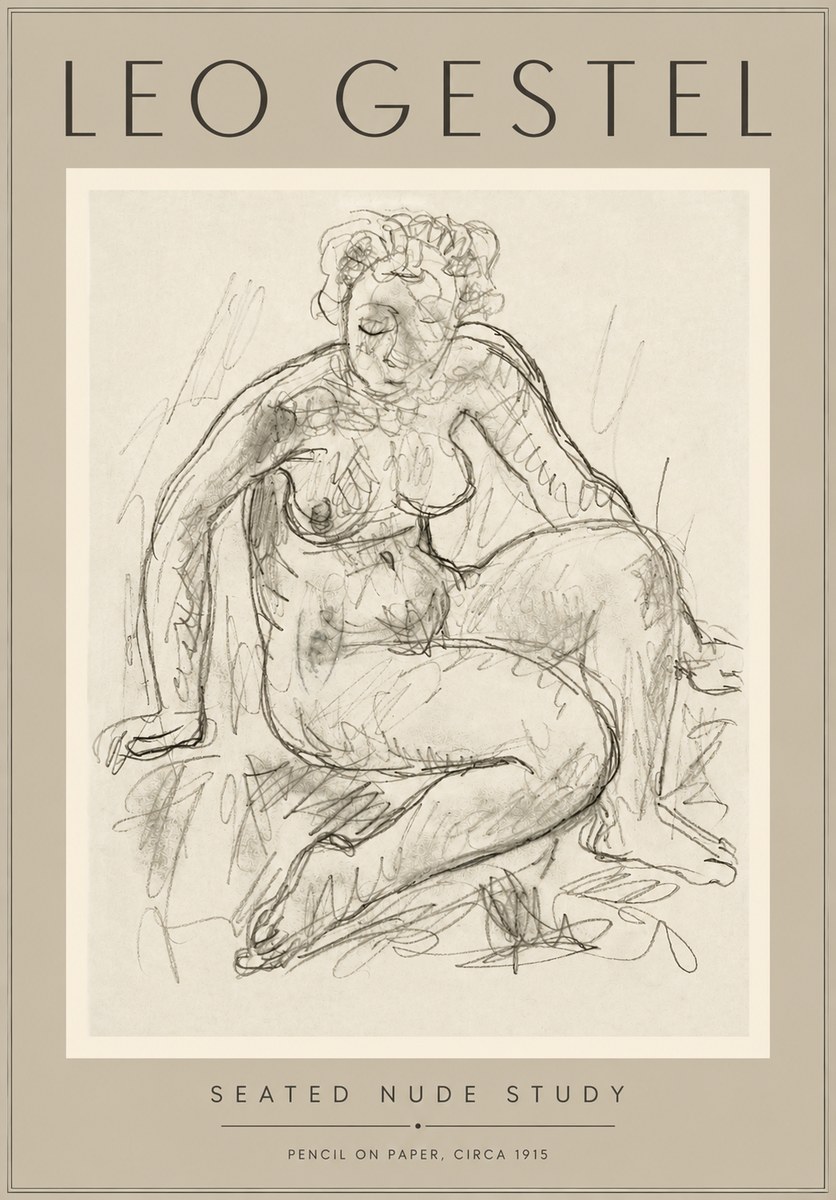 Leo Gestel Seated Nude Study No5 - Póster