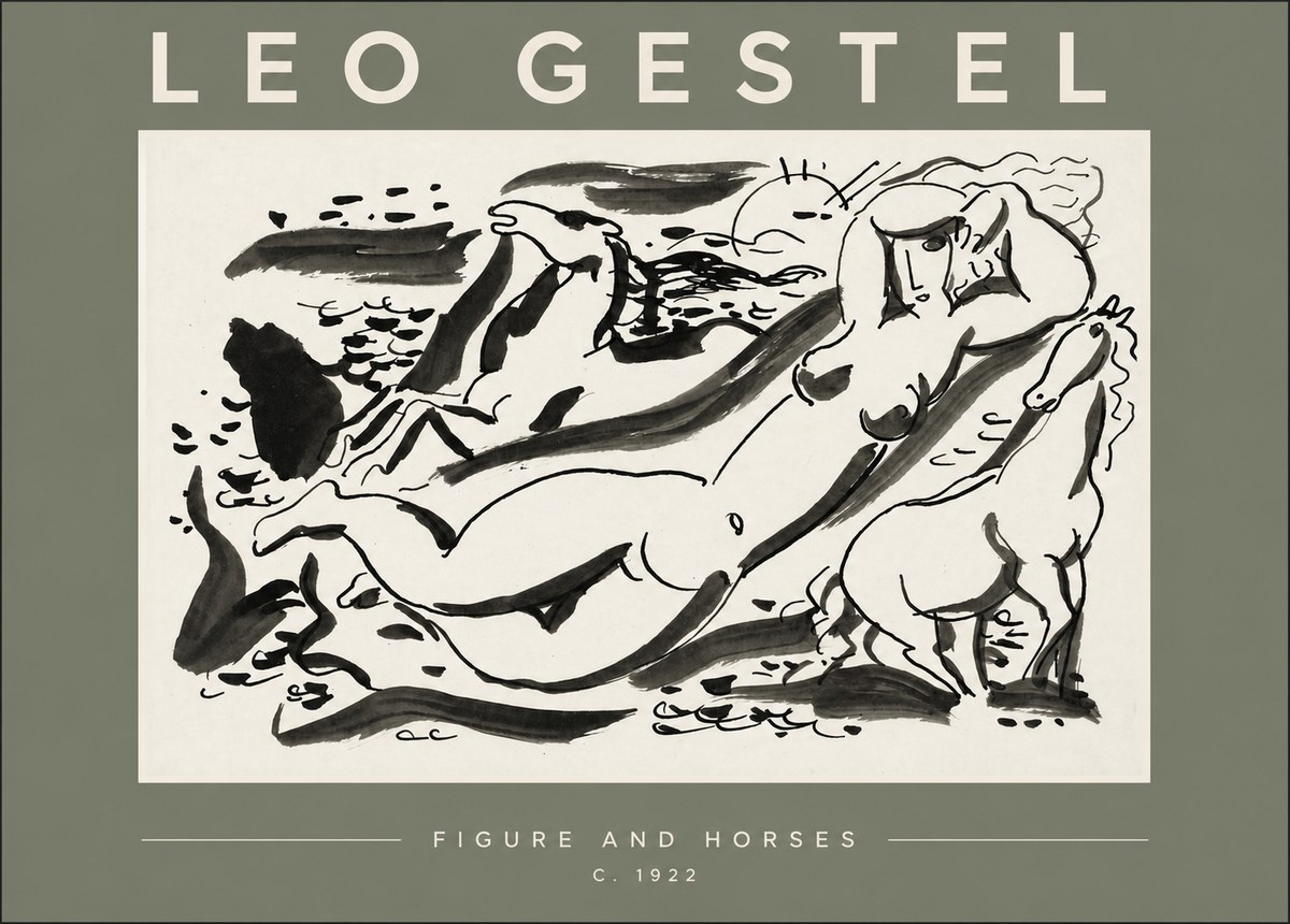 Leo Gestel Figure and Horses No3 - Póster