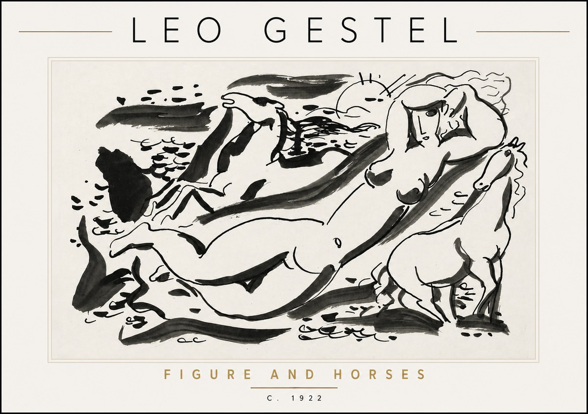 Leo Gestel Figure and Horses No6 - Póster