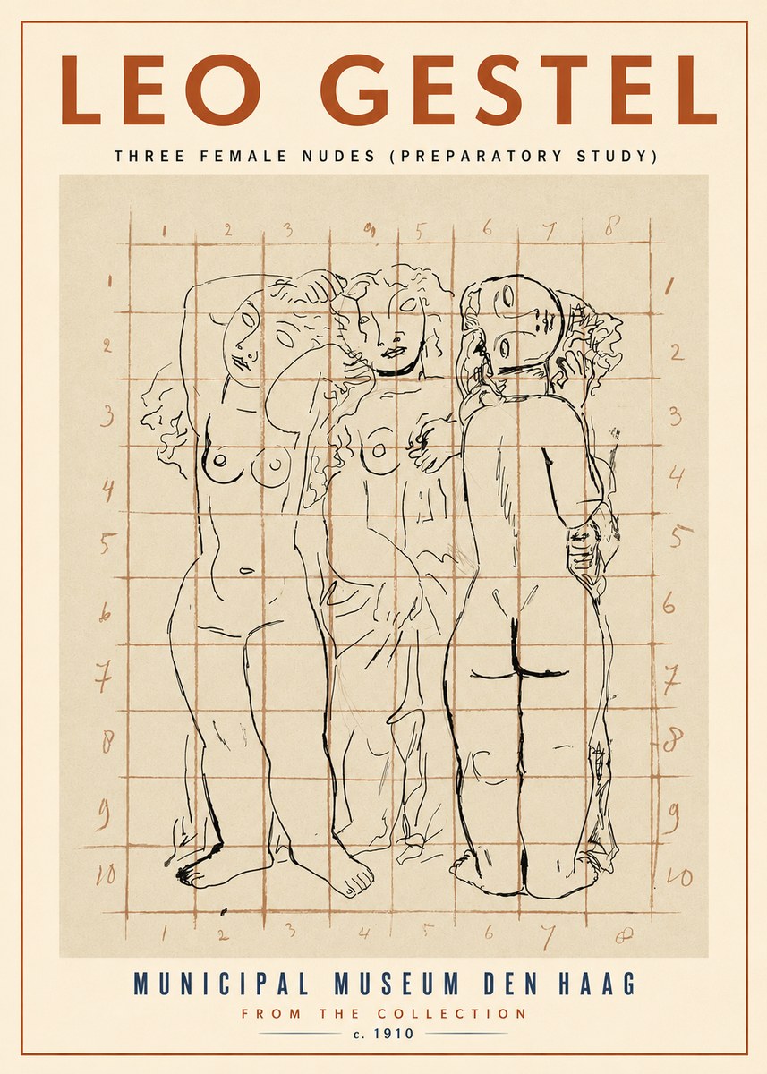 Leo Gestel Three Female Nudes No2 - Póster
