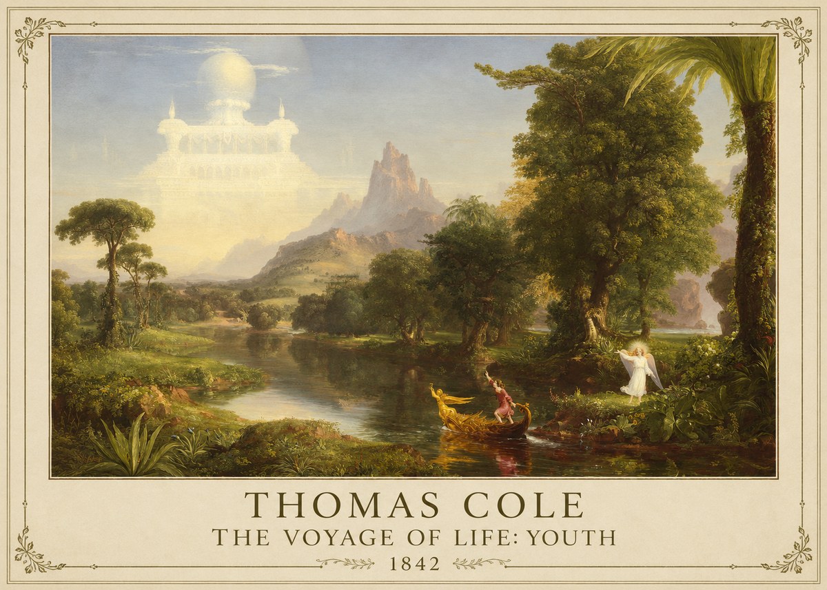 Thomas Cole The Voyage of Life: Youth I No1 - Póster