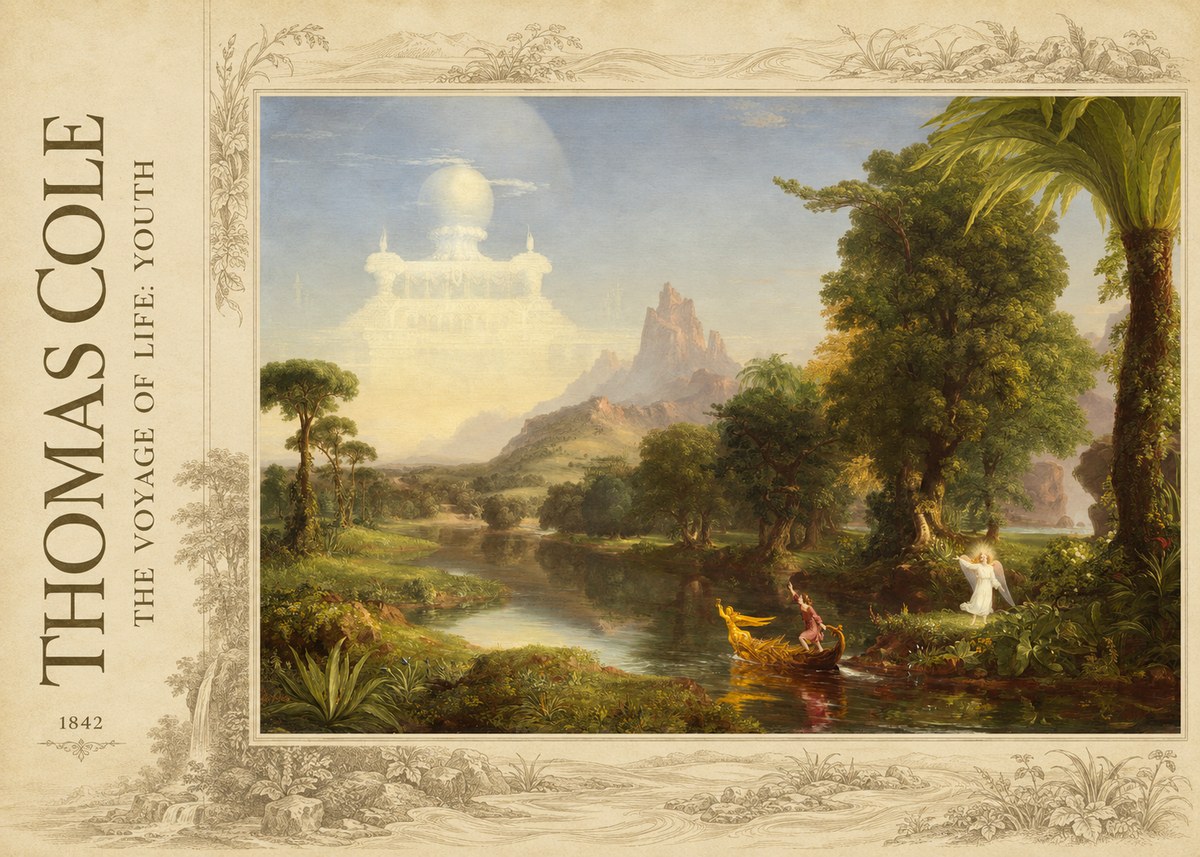 Thomas Cole The Voyage of Life: Youth I No2 - Póster