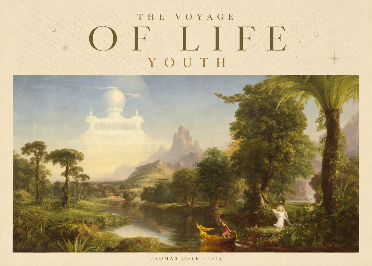 Thomas Cole The Voyage of Life: Youth I No5 - Póster