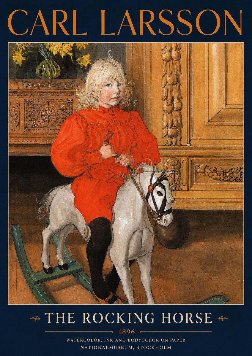 Carl Larsson The Rocking Horse No5 - Póster