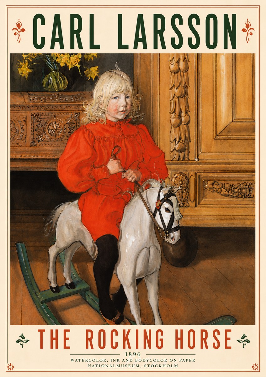 Carl Larsson The Rocking Horse No6 - Póster