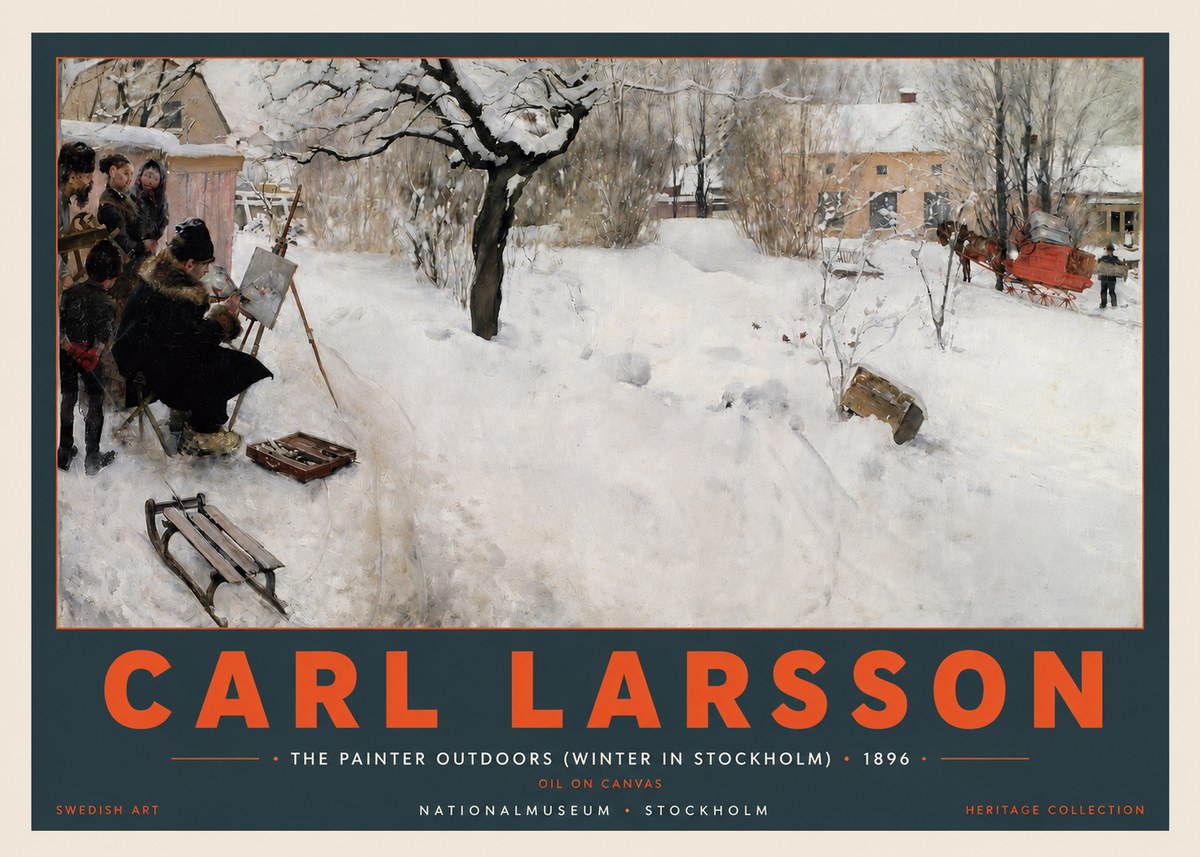 Carl Larsson The Painter Outdoors (Winter in Stockholm) No2 - Póster