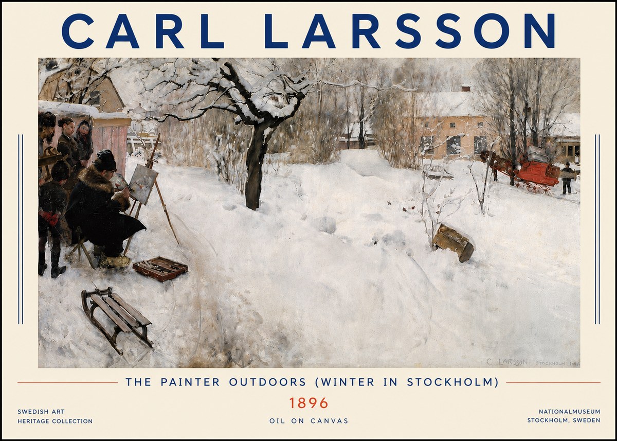 Carl Larsson The Painter Outdoors (Winter in Stockholm) No4 - Póster