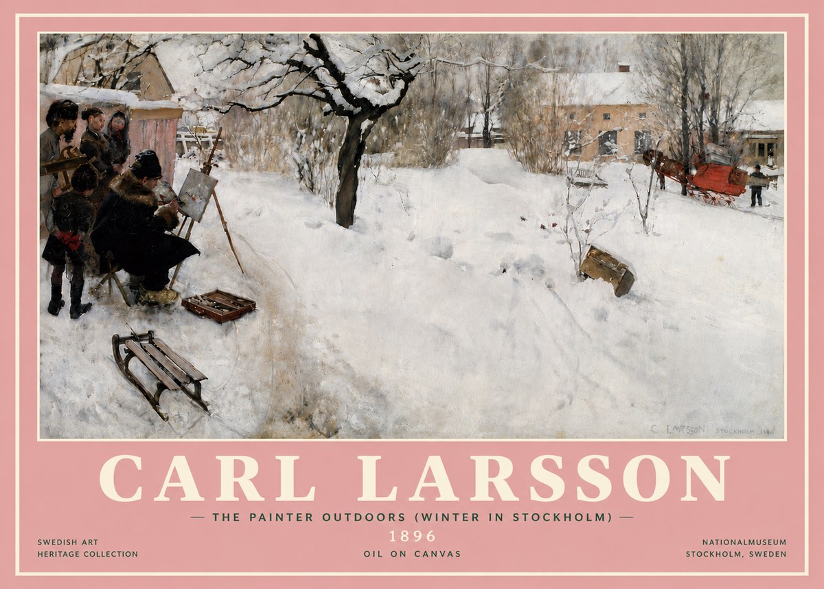Carl Larsson The Painter Outdoors (Winter in Stockholm) No5 - Póster