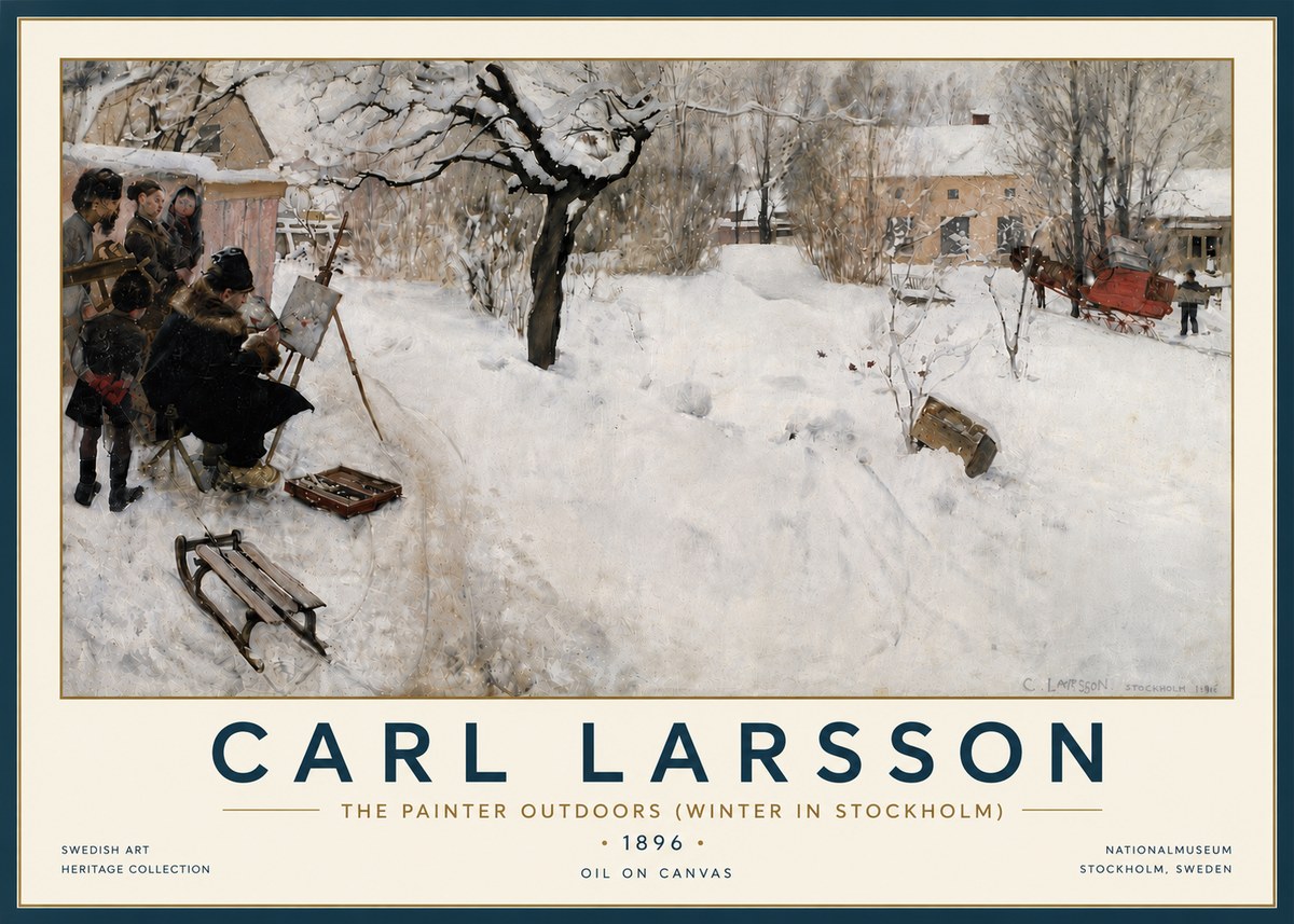 Carl Larsson The Painter Outdoors (Winter in Stockholm) No6 - Póster