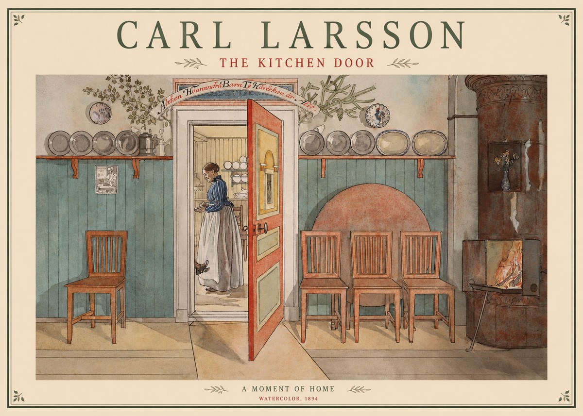Carl Larsson The Kitchen Door No1 - Póster