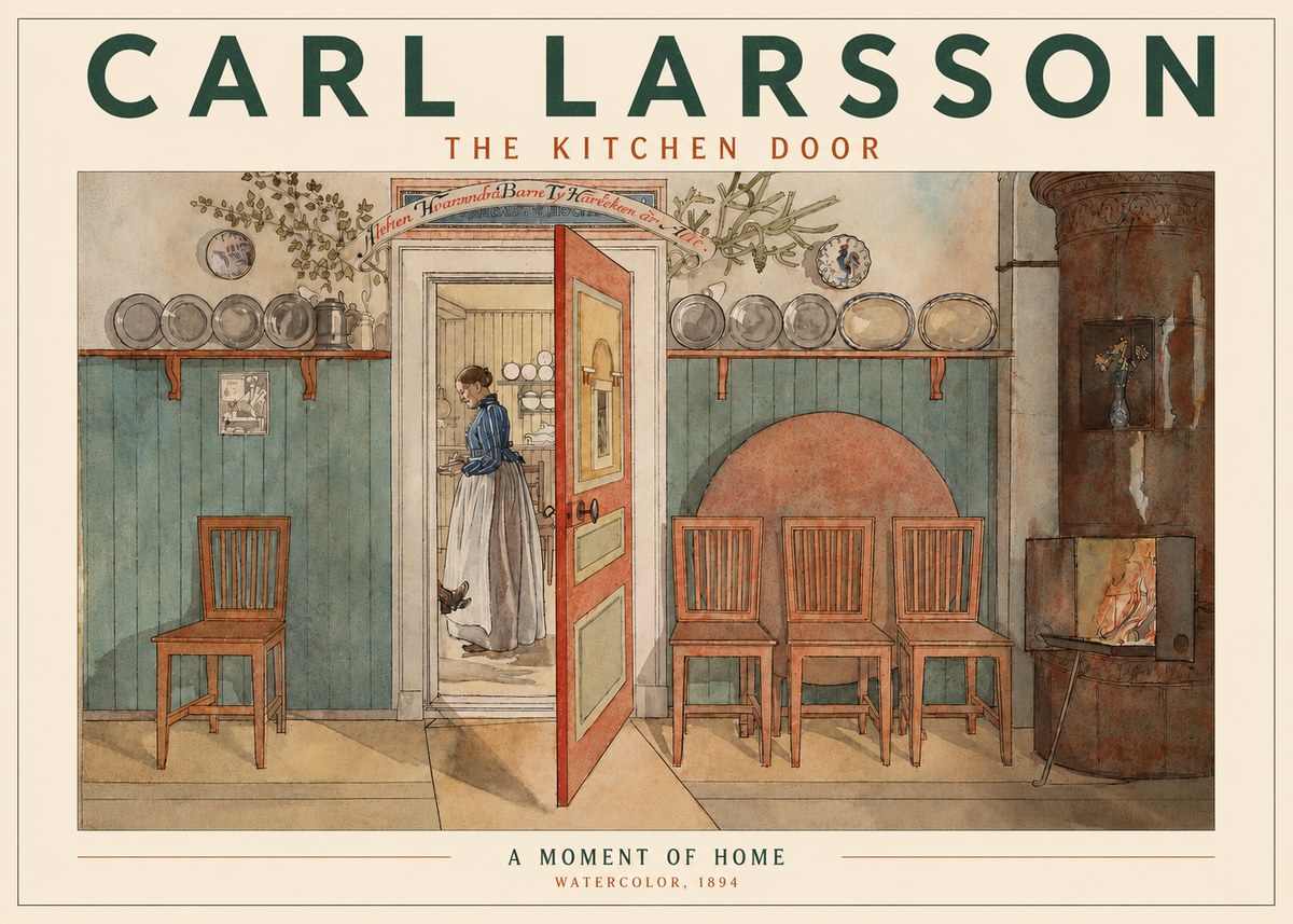 Carl Larsson The Kitchen Door No3 - Póster