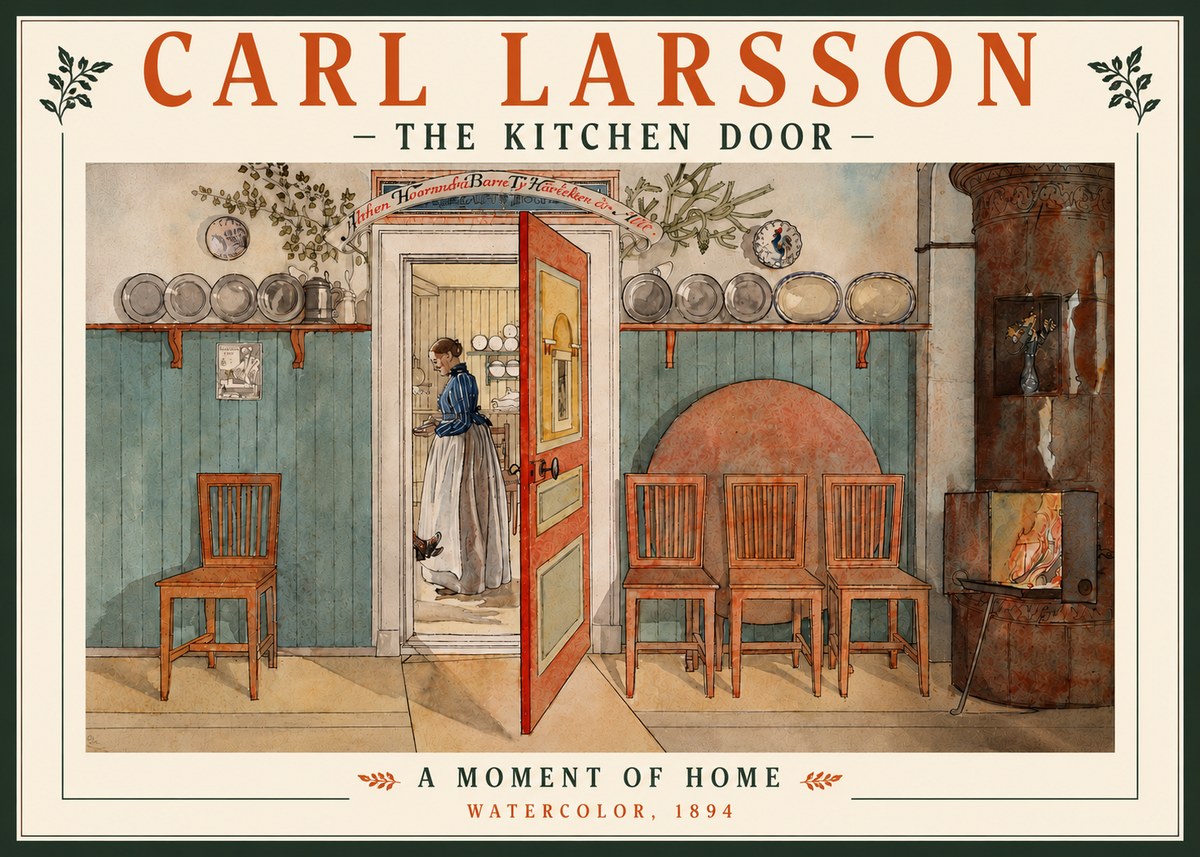 Carl Larsson The Kitchen Door No5 - Póster