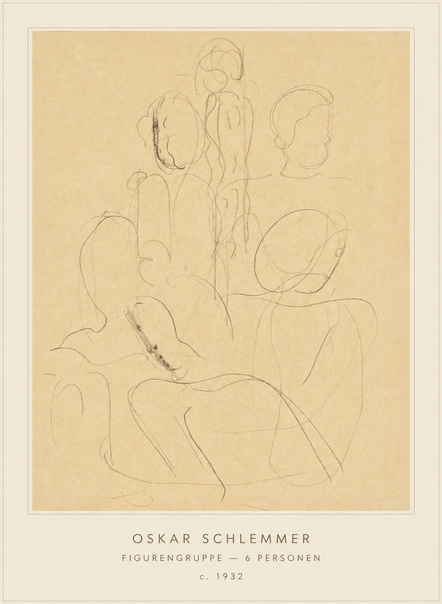 Oskar Schlemmer Figurengruppe - 6 Personen No4 - Póster