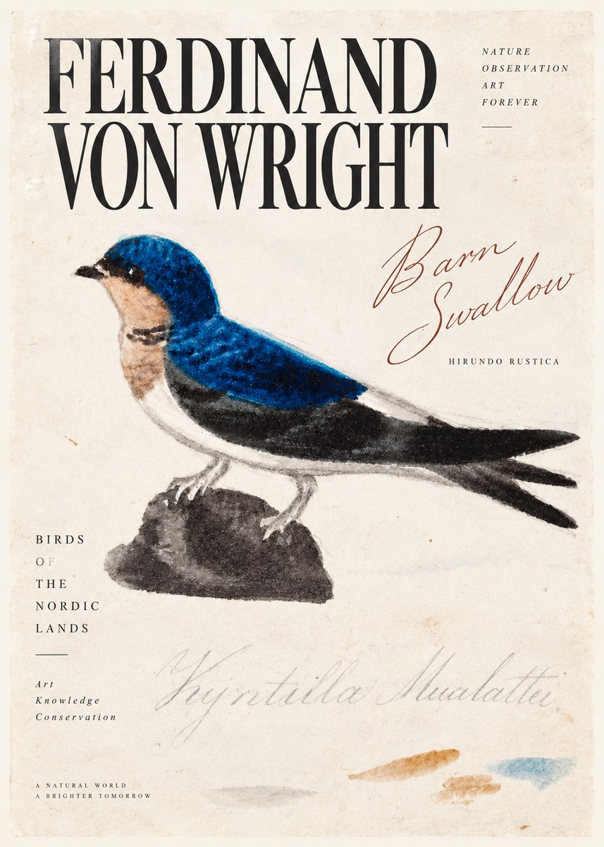 Ferdinand von Wright Swallow (Hirundo Rustica) No5 - Póster