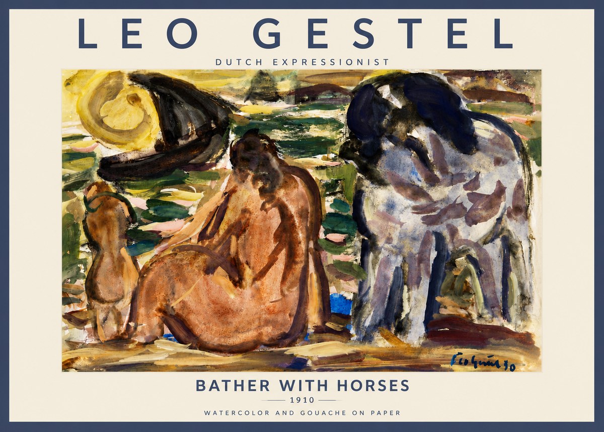 Leo Gestel Bather with Horses No4 - Póster