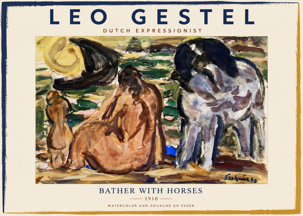 Leo Gestel Bather with Horses No6 - Póster
