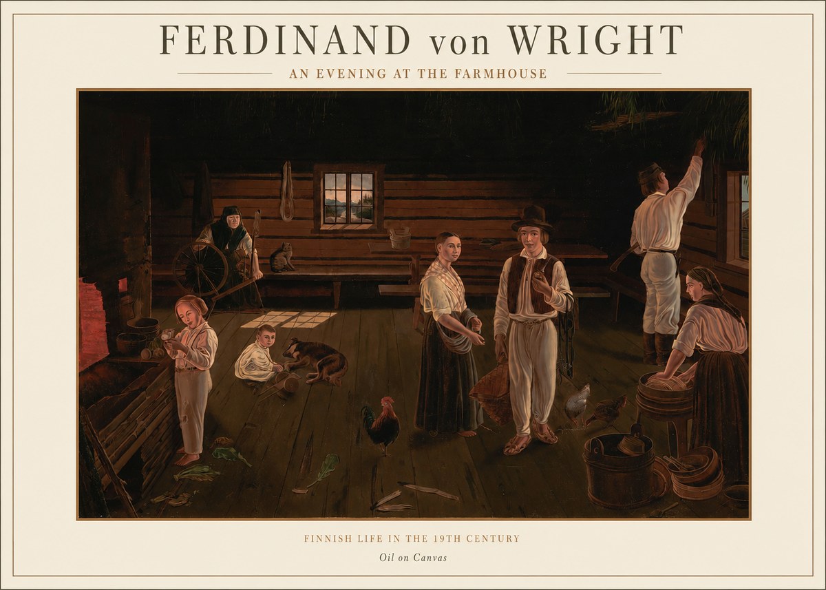 Ferdinand von Wright An Evening at the Farmhouse No1 - Póster