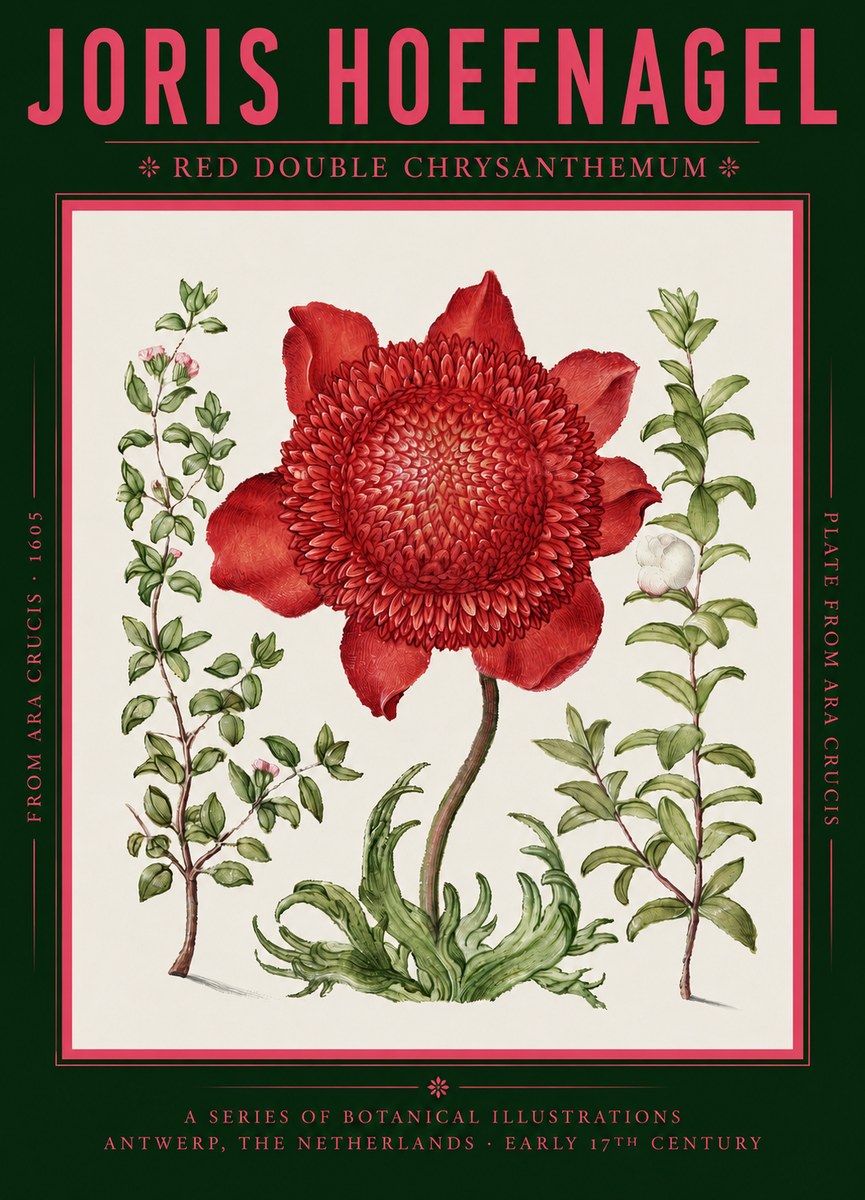 Joris Hoefnagel Red Double Chrysanthemum No2 - Póster
