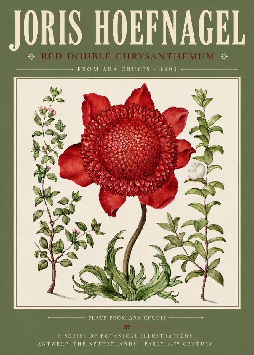 Joris Hoefnagel Red Double Chrysanthemum No4 - Póster